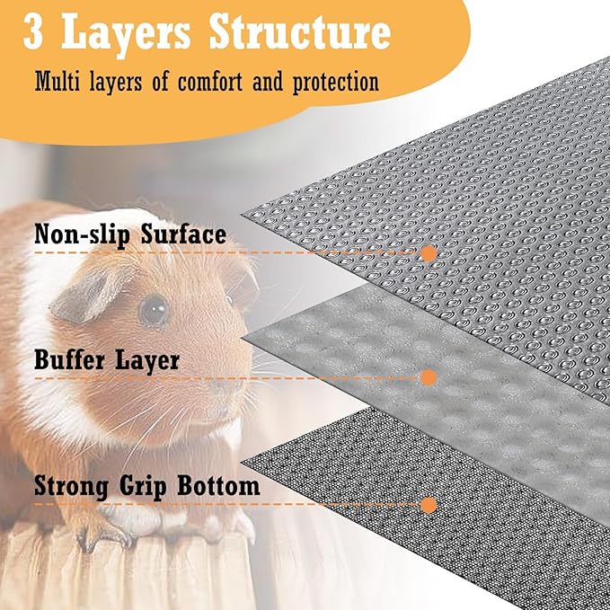 Hamiledyi Guinea Pig Cage Liner Reusable Guinea Pig Bedding Easily Cut to Suit Cage Washable and Anti Slip Guinea Pig Pee Pads for Small Animal Hamster Rat Rabbit Chinchillas (18" x 79" Gray)