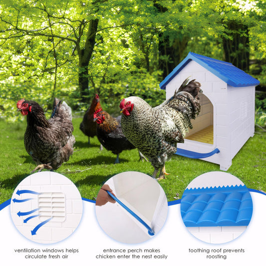 Waterproof Chicken Nesting Box for Laying Eggs - Easy to Assemble, Washable Nesting Pad, Wall or Ground Mounted, Indoor & Outdoor Use for Chicken, Duck, Rabbit, Poultry (1 Pack)