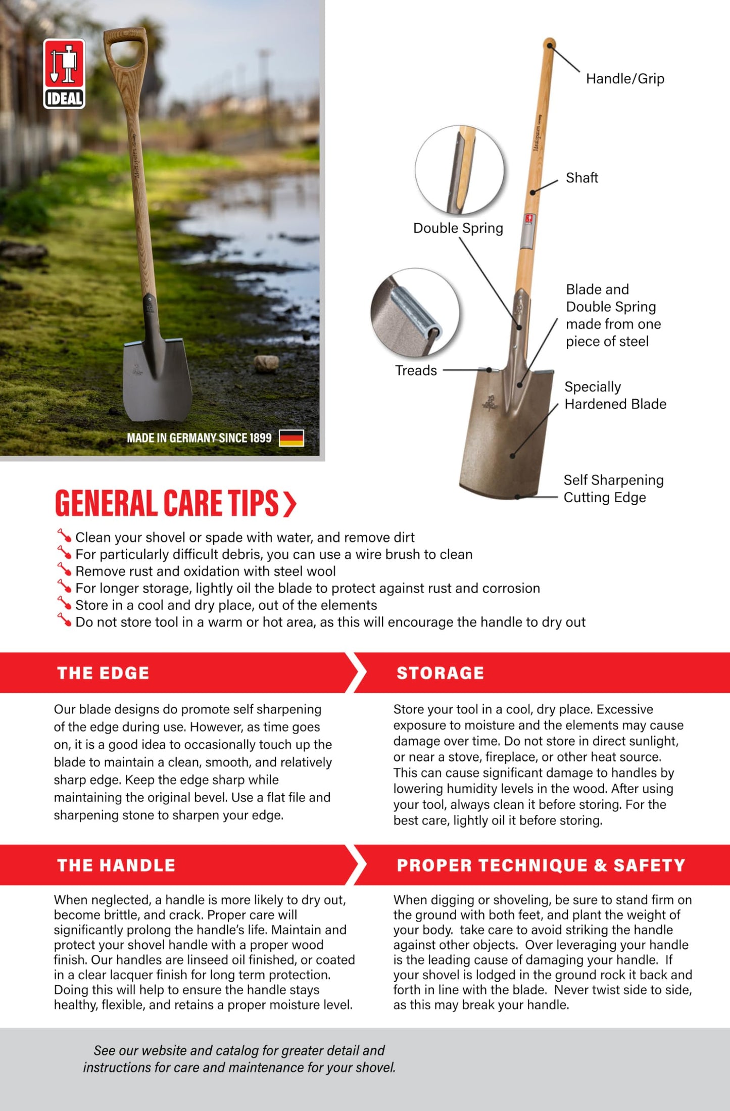 IDEALSPATEN Small Garden Tool Set Collection - 4 Piece Set - Panzer Field Shovel, Heidelberg Hand Mattock, Hanover Hand Rake, Lübeck Hand Shovel