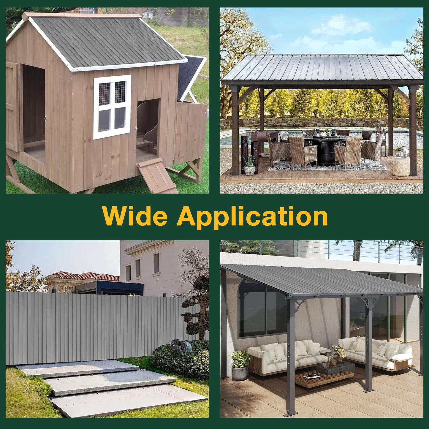 NeatiEase 10 Pcs Metal Roofing Panels, 8.1 Feet Corrugated Galvanized Roofing Panels Metal Siding Panels with Steel Screws for Pergola, Gazebo, Shed, Outdoor Storage, Chicken Coop, Patio,Garages