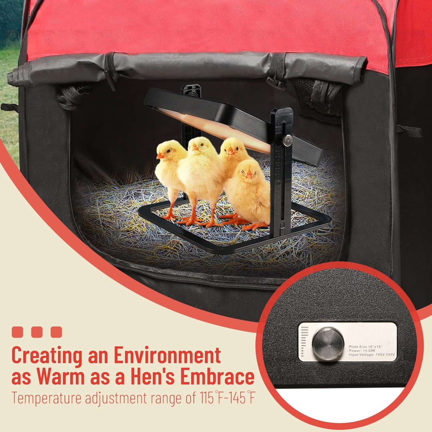Brooder Box for Chick Starter Kit - 2025 Upgrade Dual Door Chicken Brooder Pen/Playpen/Tent with 10*10 in Brooder Heating Plate,Nesting Pad,Chicks Feeder＆Waterer,Chick Perch Up to 15 Chicks,Duck,Quail