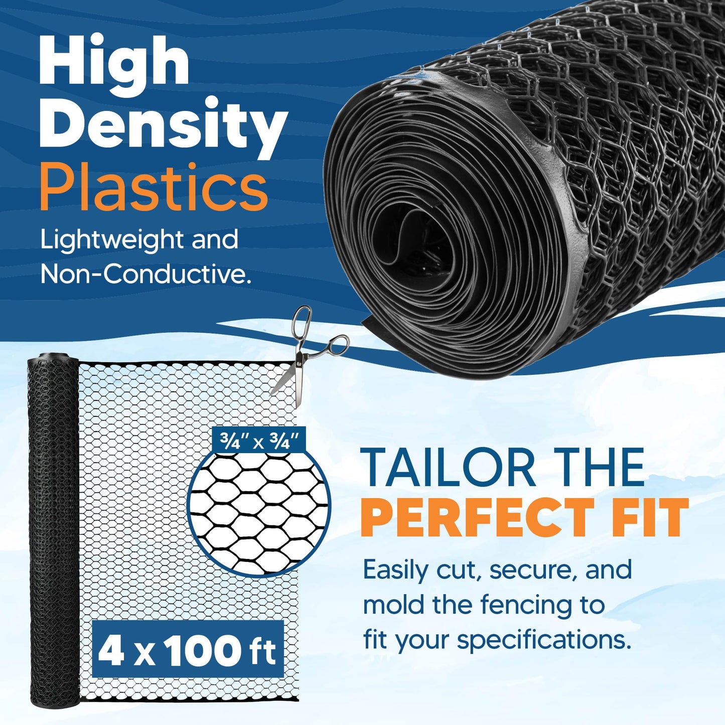 Zebro Plastic Chicken Wire Fence – Flexible Poultry Netting & Garden Fence for Large Chicken Coops, Farm Use, Pet Enclosures & Agriculture – Weatherproof & Rust-Free - 4' x 100' Black