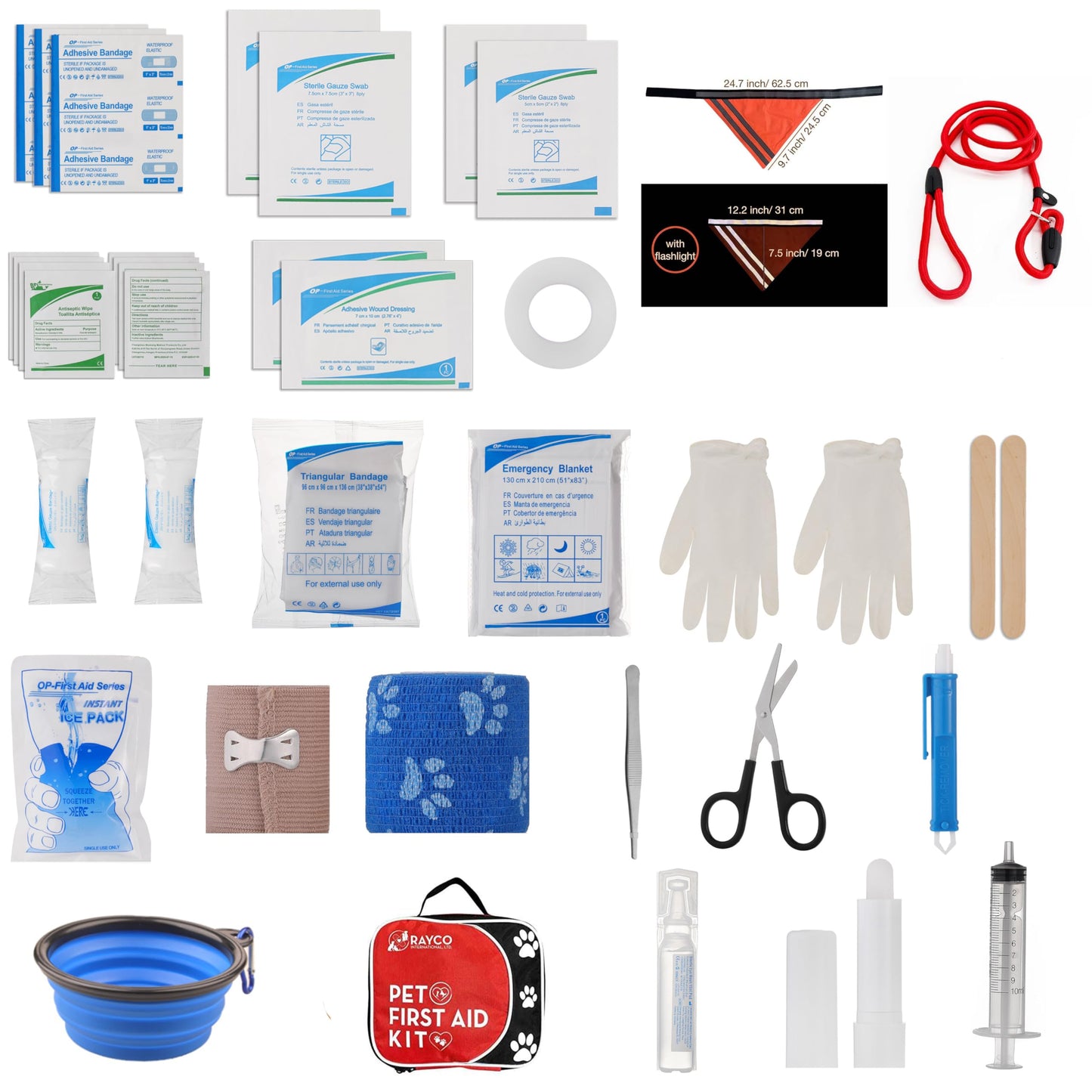 Dog/Pet First Aid Emergency Kit - Compact Kit Includes 45 Pieces of Useful Emergency Items. BE Ready!