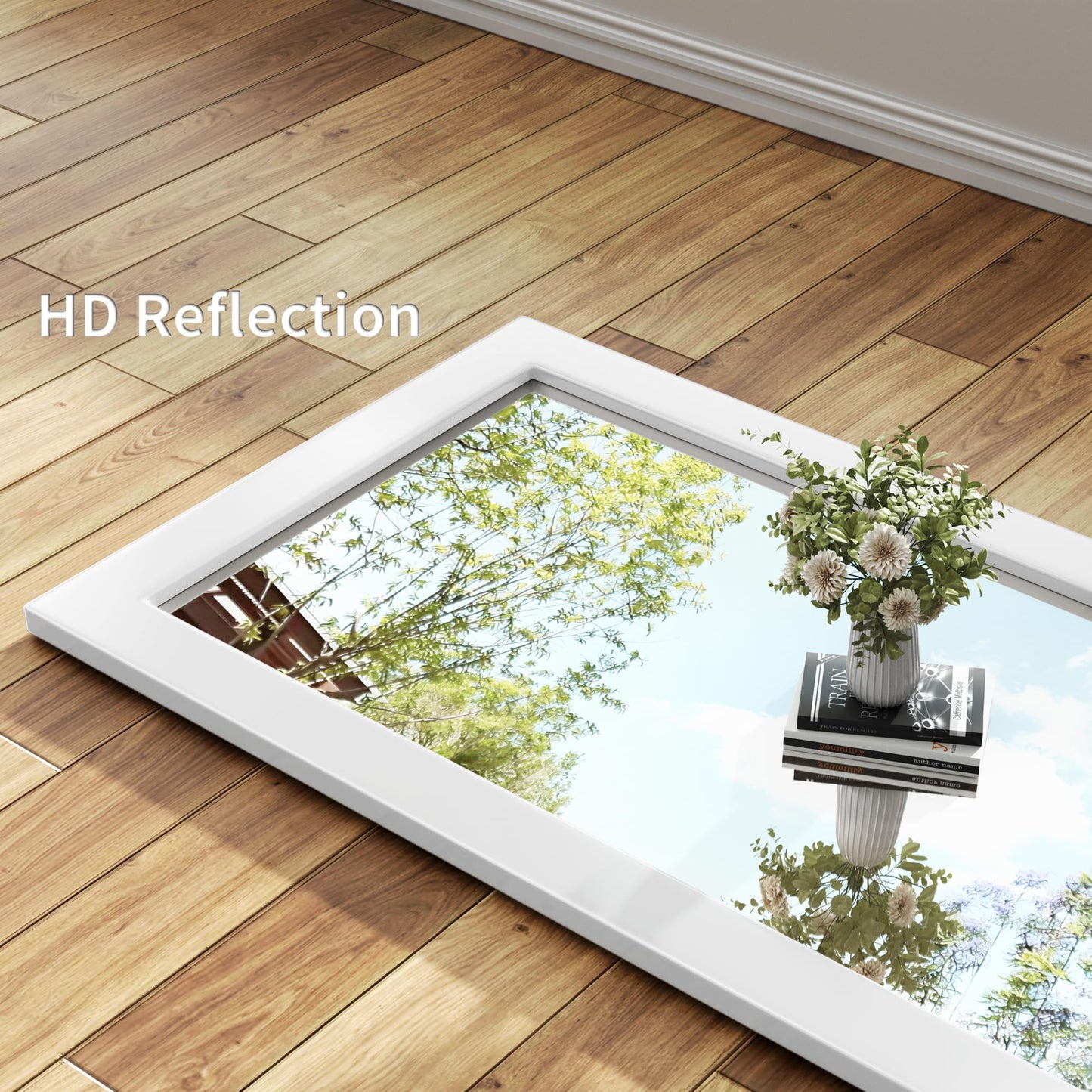 Inbenioso 54''x36'' Rustic Wall Mirror for Bathroom White Wood Frame, Classic Rectangle Mirror Farmhouse Vanity Wall Mirror Decor Living Room, Bedroom, Entryway