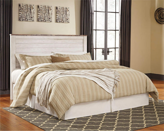 Signature Design by Ashley Willowton Cottage Farmhouse Panel Headboard ONLY, King/California, Whitewash