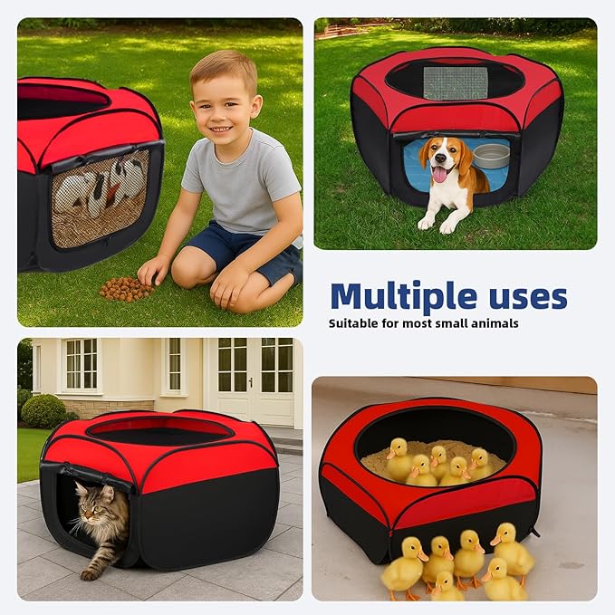 Brooder Box for Chicks Starter Kit - Upgraded Dual Door Collapsible Large Chicken Pen, Easy to Clean Chicken Coop Supplies for Ducks, Quail, Cats, or Dogs, Holds Up to 20 Chicks