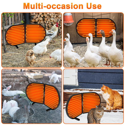 Alpcouts Chicken Coop Heater for Winter, Foldable Flat-Panel Radiant Heater for Chicken Coop with Timer & Temp Adjustable, Smart Large Chick Heaters with 2 Heating Plates for Chick Kitten Pet Animal.
