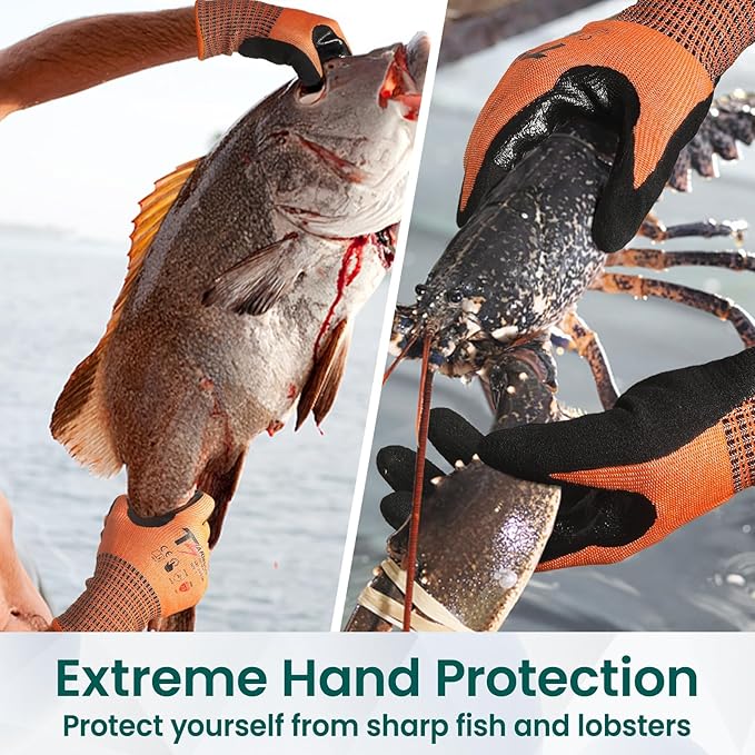 2 Pairs Highest Level Cut Resistant Gloves, ANSI A9 Cut Proof Work Gloves, Touch-Screen Compatible, Durable Cutting Gloves for Fishing, Men&Women Heavy Duty