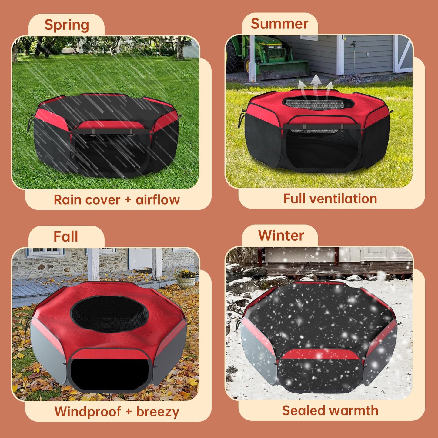 Brooder Box for Chicks, Chicken Starter Kit with Harness Leash, Brooder Heating Plate, Nesting Pad, Chicken Waterer, Feeder, Perch, Dual Door Chick Brooder Set, Pop Up Playpen Tent for Duck Quail