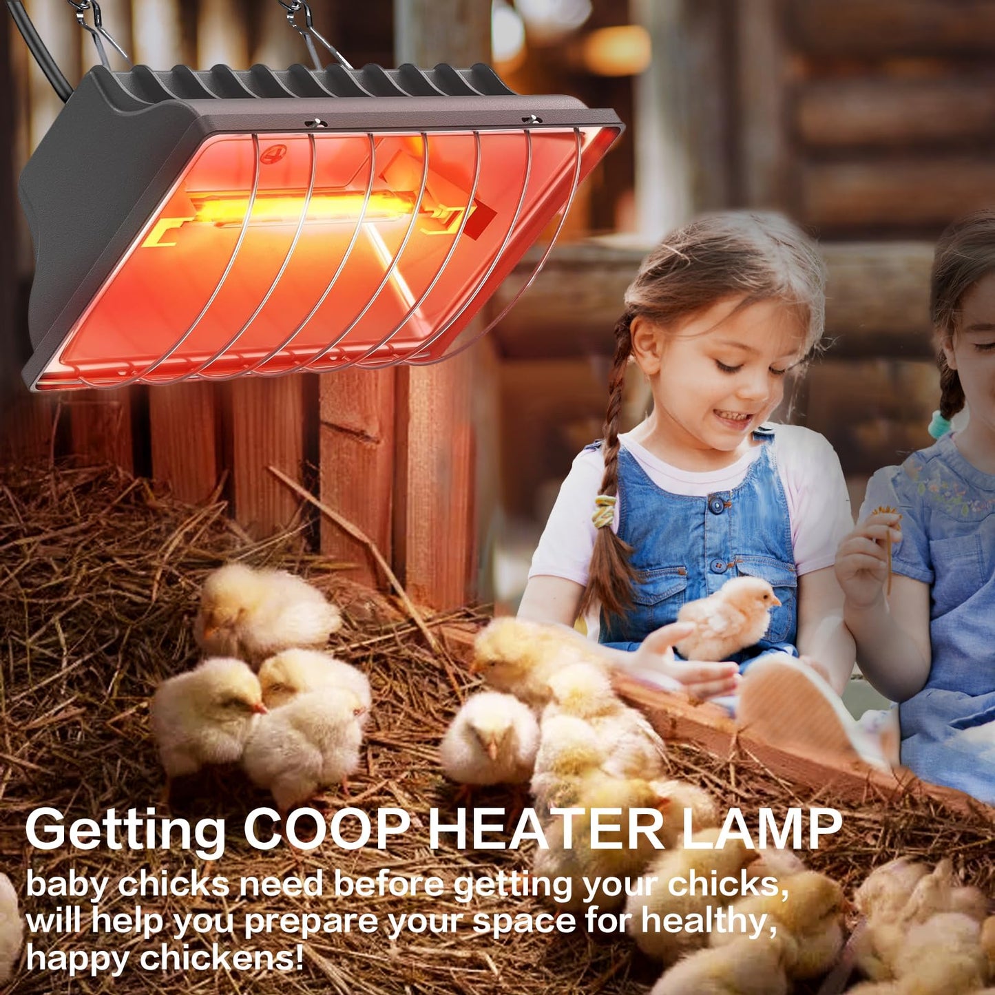 2 Pack 250W Chicken Coop Heater for Chicken Dog Kennel, Cat Bed, Reptiles & Incubators, 2 Heating Mode Warmer for Chicken Coop in Winter, Inside and Outdoor Pet Total 4 Heating Tube as Backup Lamp