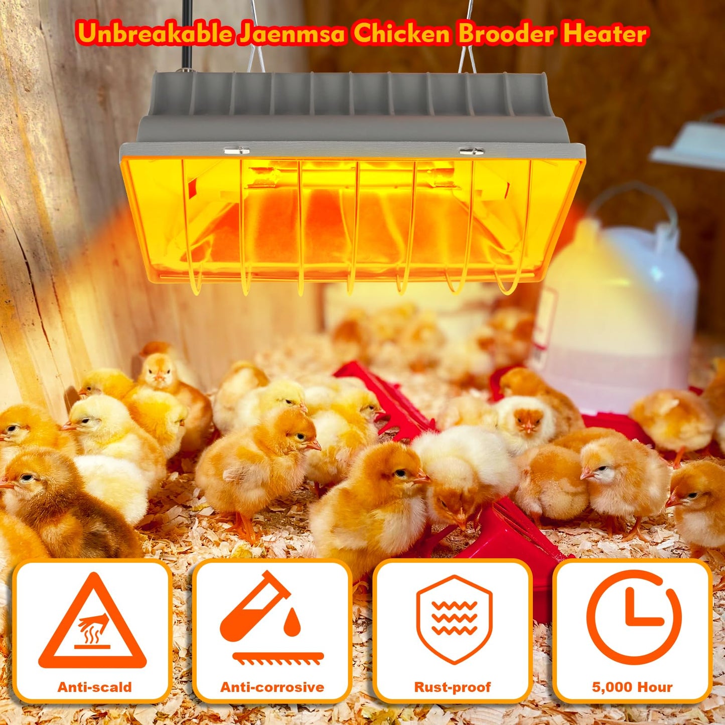 Jaenmsa 250W Brooder Heater for Chicks,Chicken Coop Brooder Heating Lamp Warmer 2 Pack with 2Pcs Infrared Heat Bulbs,2 Adjustable Temp(250W/175w) & Hight for Poultry Coop and Small Pets