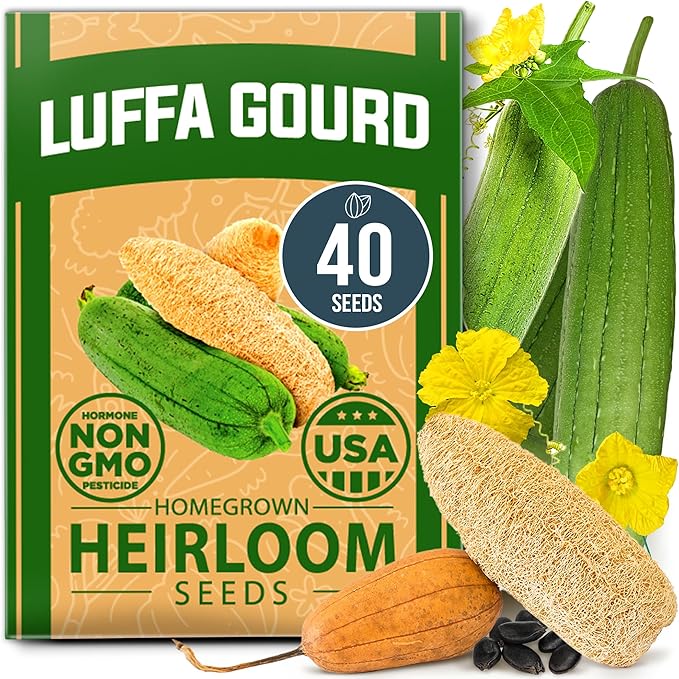 HOME GROWN Heirloom Garden Seed Kit – 3-Pack | Cherokee Purple & Large Red Cherry Tomato + Luffa Seeds | Non-GMO, USA-Sourced, High Germination Vegetable & Loofah Seeds for Sustainable Gardening