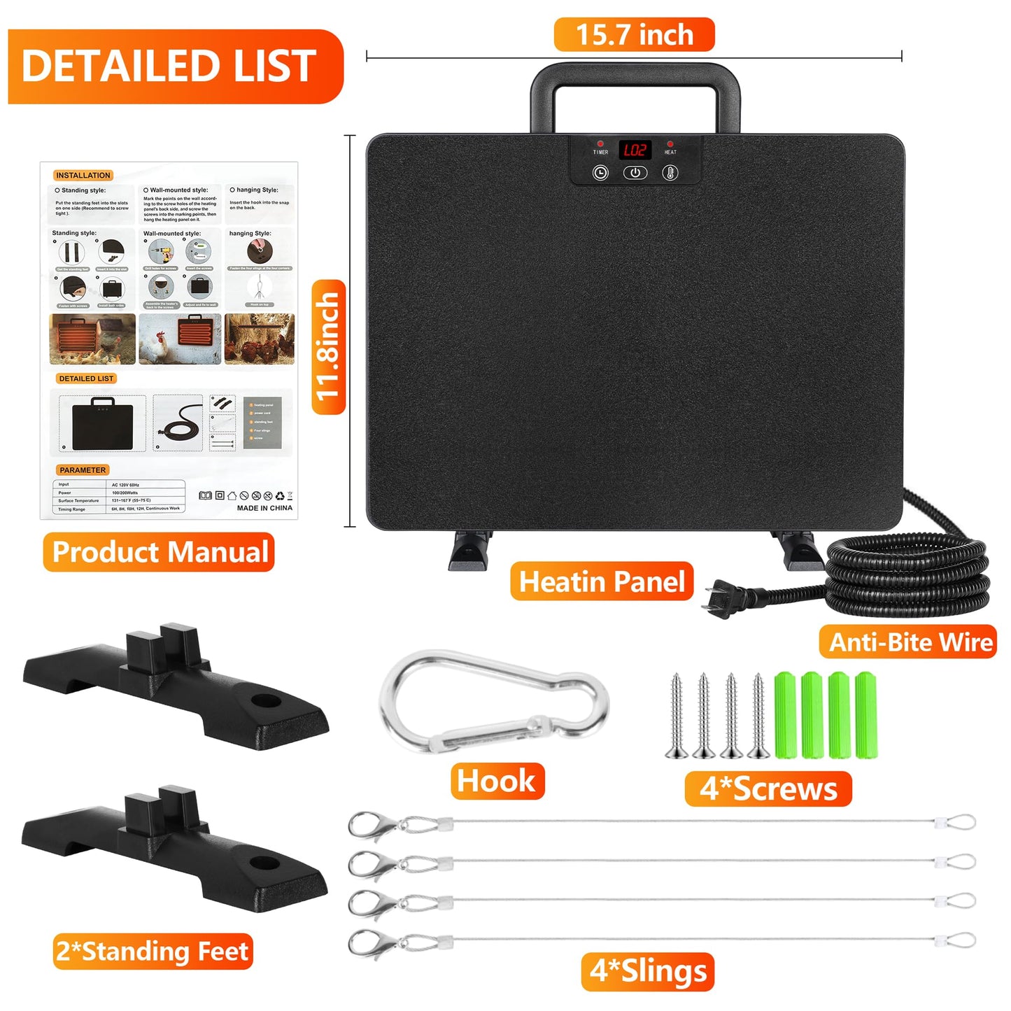 Chicken Coop Heater, Chicken Coop Heater Heating Panel for Winter