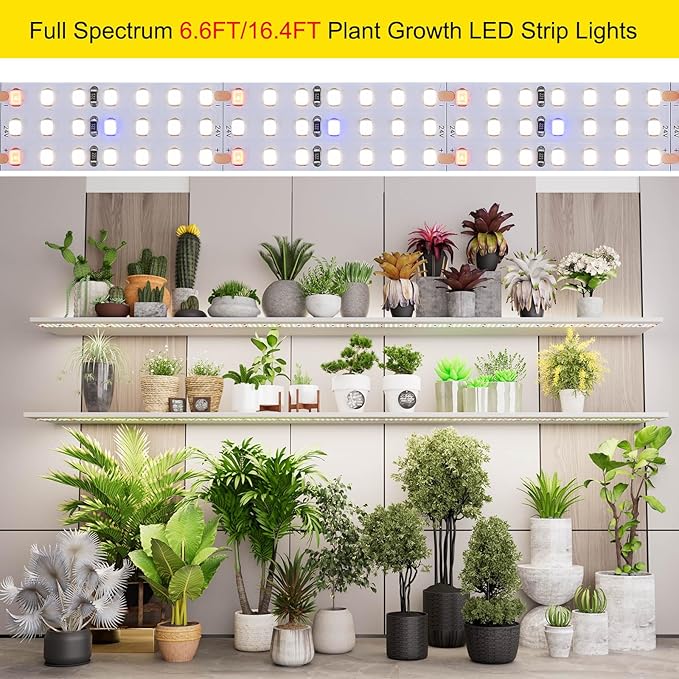 16.4FT LED Plant Grow Light, 2100LEDs Full Spectrum Grow Lamp with High PPFD, 24V 120W Cuttable Plants Growing Light Strip Flexible Self Adhesive for Seedlings Veg Flower