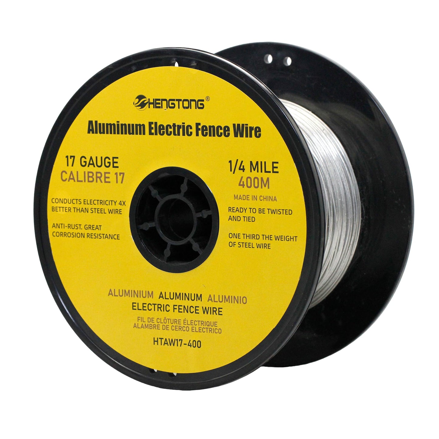 HENGTONG 17 Gauge Aluminum Wire for Electric Fencing, 1/4 Mile(400m) Aluminum Electric Fence Wire for Garden Fence, Chicken Wire Fence, High Conductivity and Durability