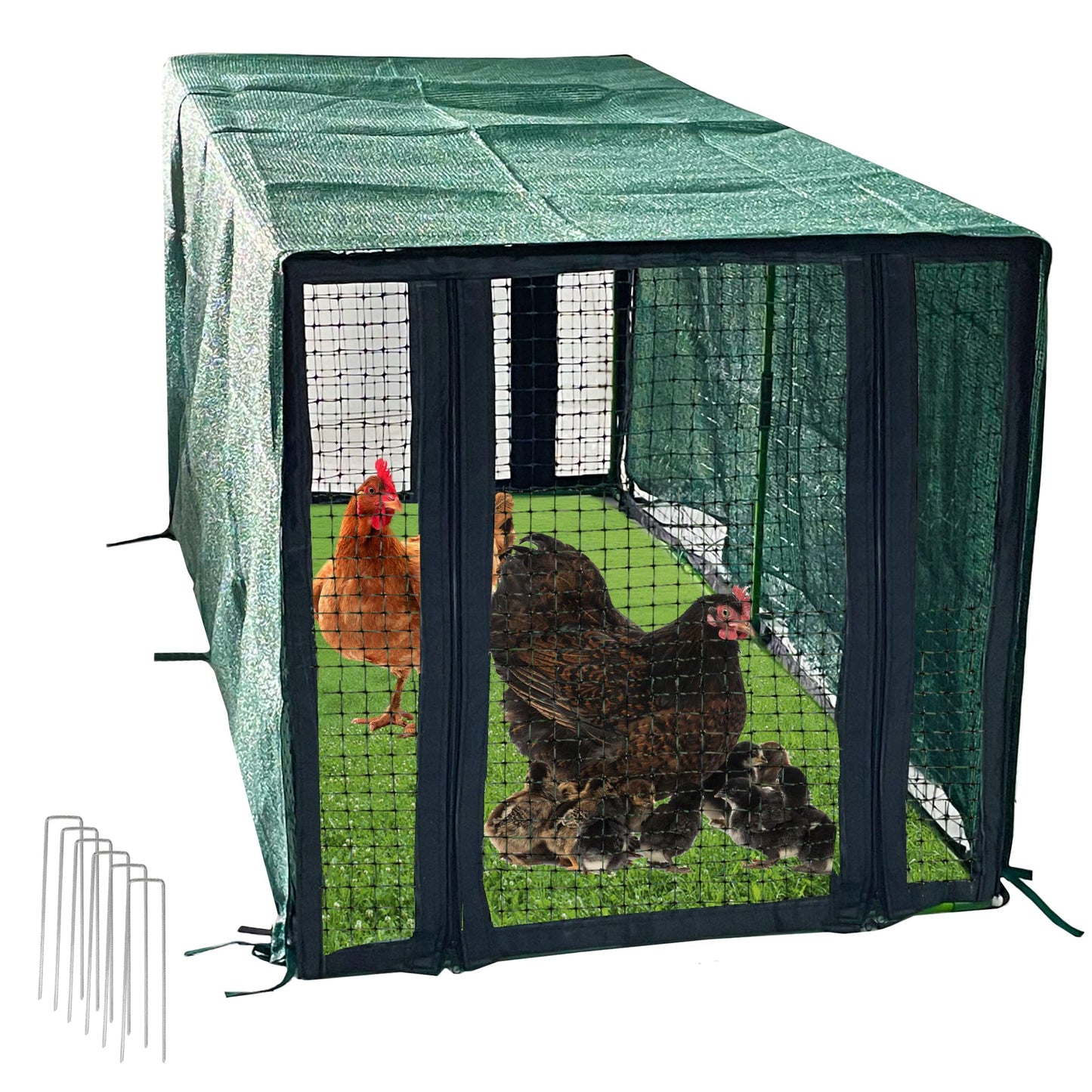 Chicken Coop with Garden Shade Cloth 4.4 * 2.2 * 2.2 FT Portable Poultry Cage Chicken Runs House Pen Cage Tarp for Outdoor Backyard Farm Use, Suitable for Chickens, Ducks, Quails and Cat