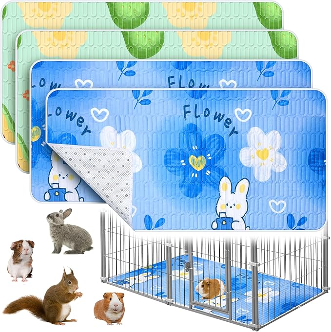 4 Pcs Guinea Pig Cage Liner, Washable Guinea Pig Bedding,Reusable Rabbit Bedding Waterproof Guinea Pig Pee Pads, Absorbent Guinea Pig Bedding for Small Animals Hamster Rabbit Squirrel Cage 47"