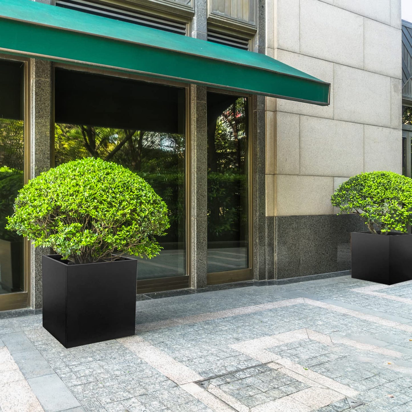 GZGNEEVL Galvanized Steel Black Planter Box Square 27.6 in Metal Large Planter Box Outdoor Indoor Huge Cube Heavy Duty Flower Pot Modern Commercial Residential for Patio, Deck, Yard, Garden