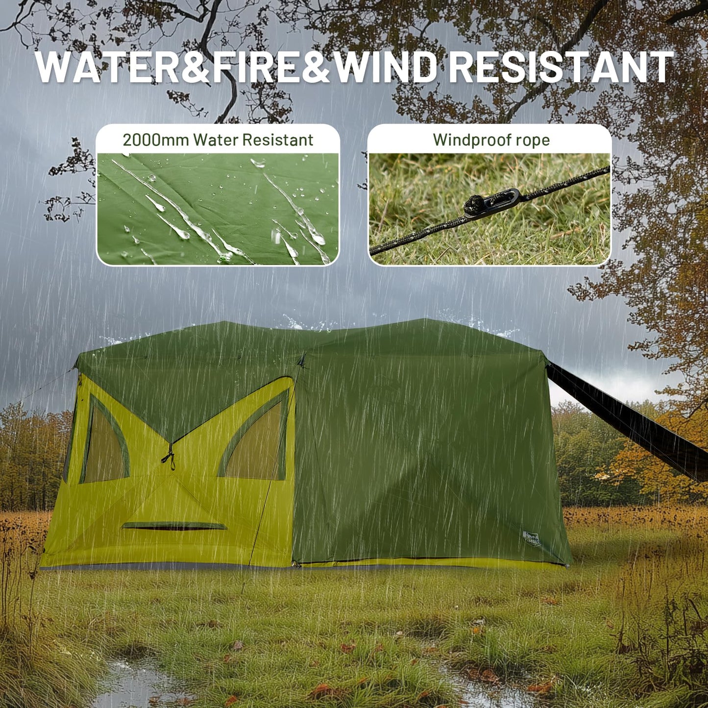 Timber Ridge 8 Person Instant Pop Up Cabin Tent, Easy 90 Second Setup, Weather Resistant Camping Family Hub Tent with Rain Fly and Carry Bag for Outdoor Camping