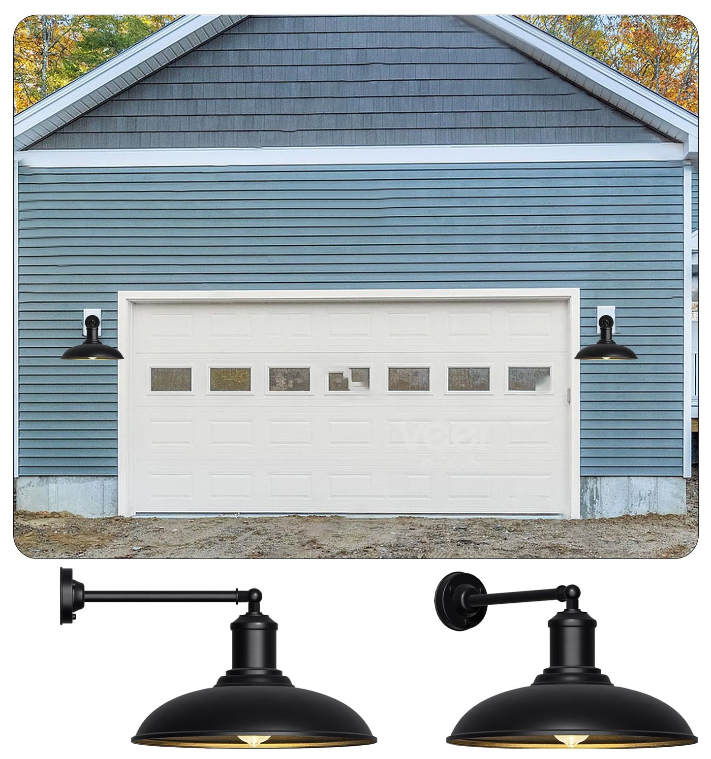 DENGNBJ 24" Oversized Gooseneck Barn Light 24 Inch, Waterproof and Rustproof Farmhouse Wall Mount Outdoor Light Fixture for Porch, Garage, Patios 2-Pack
