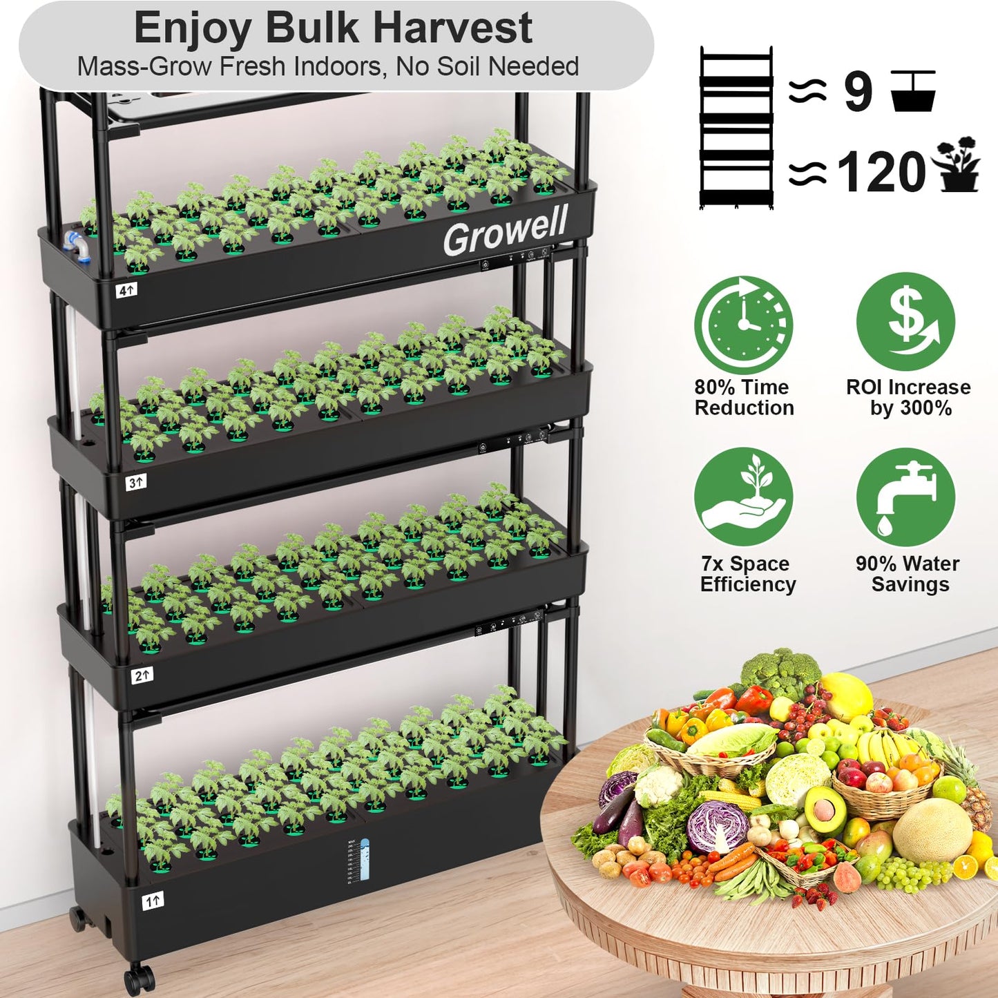 Growell 17 Pods Hydroponics Growing System & Large 120 Pods Vertical Garden