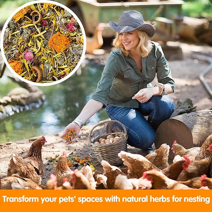 23oz Natural Chicken Nesting Herbs Premixed with Dried Flowers and Herbs for Coop and Run Insulation Bedding Roost House and Nesting Box Pads Bedding Supplies for Laying Hens and Ducks