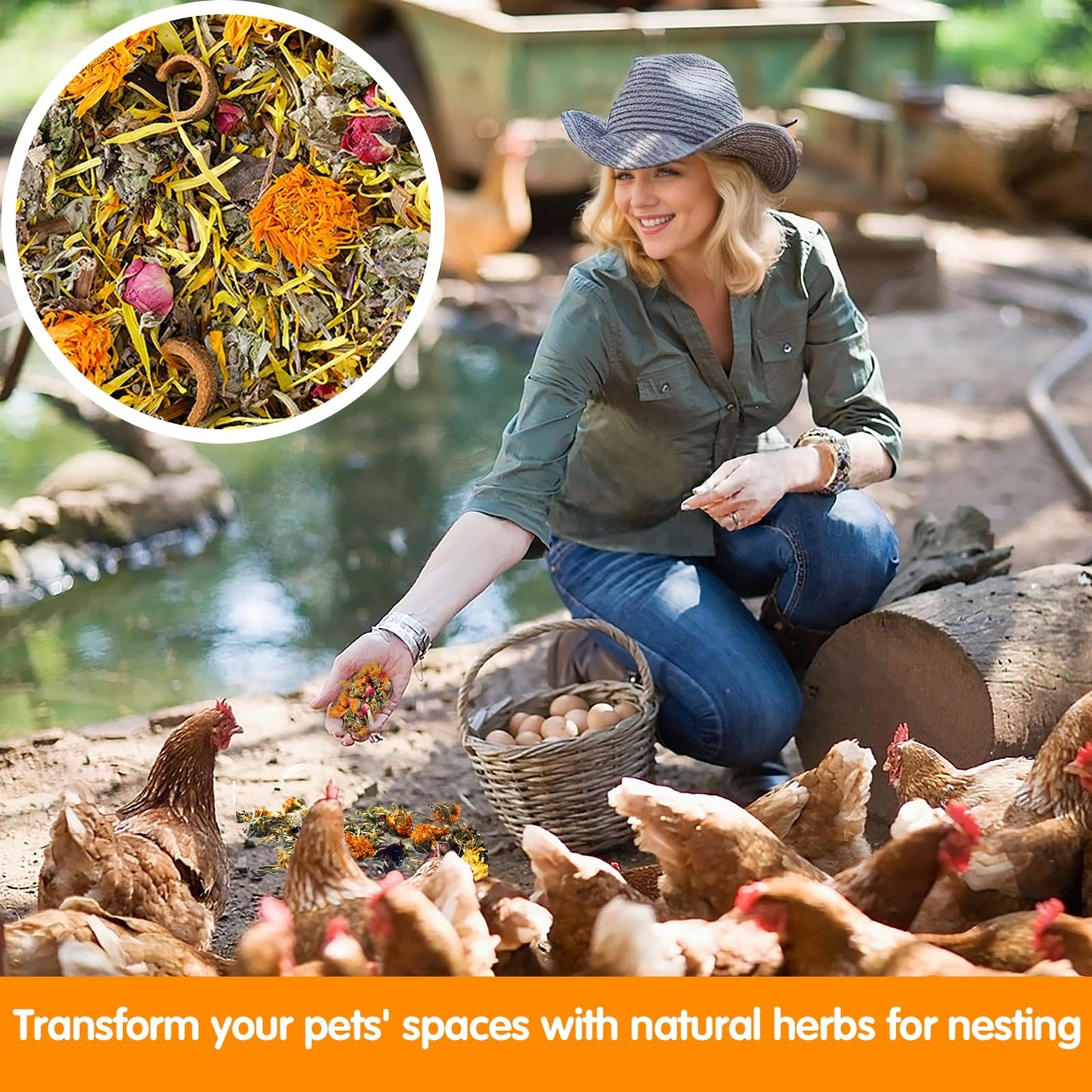 23oz Natural Chicken Nesting Herbs Premixed with Dried Flowers and Herbs for Coop and Run Insulation Bedding Roost House and Nesting Box Pads Bedding Supplies for Laying Hens and Ducks