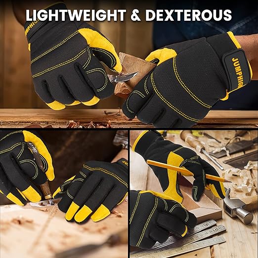 JUMPHIGH Utility Work Gloves Women, UltraLight Safety Work Gloves, MultiFunctional Mechanic Construction DIY Working Gloves, Touchscreen, Flex Grip, Machine Washable (S)