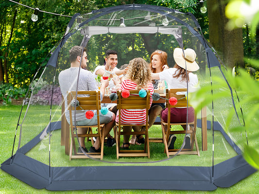10'x10' Clear Bubble Tent, ZXPLO 4-6 Person Gazebo Screen House Room, Weather Proof Cold Protection Shelter for Sports, Outdoor, Backyard, Patios