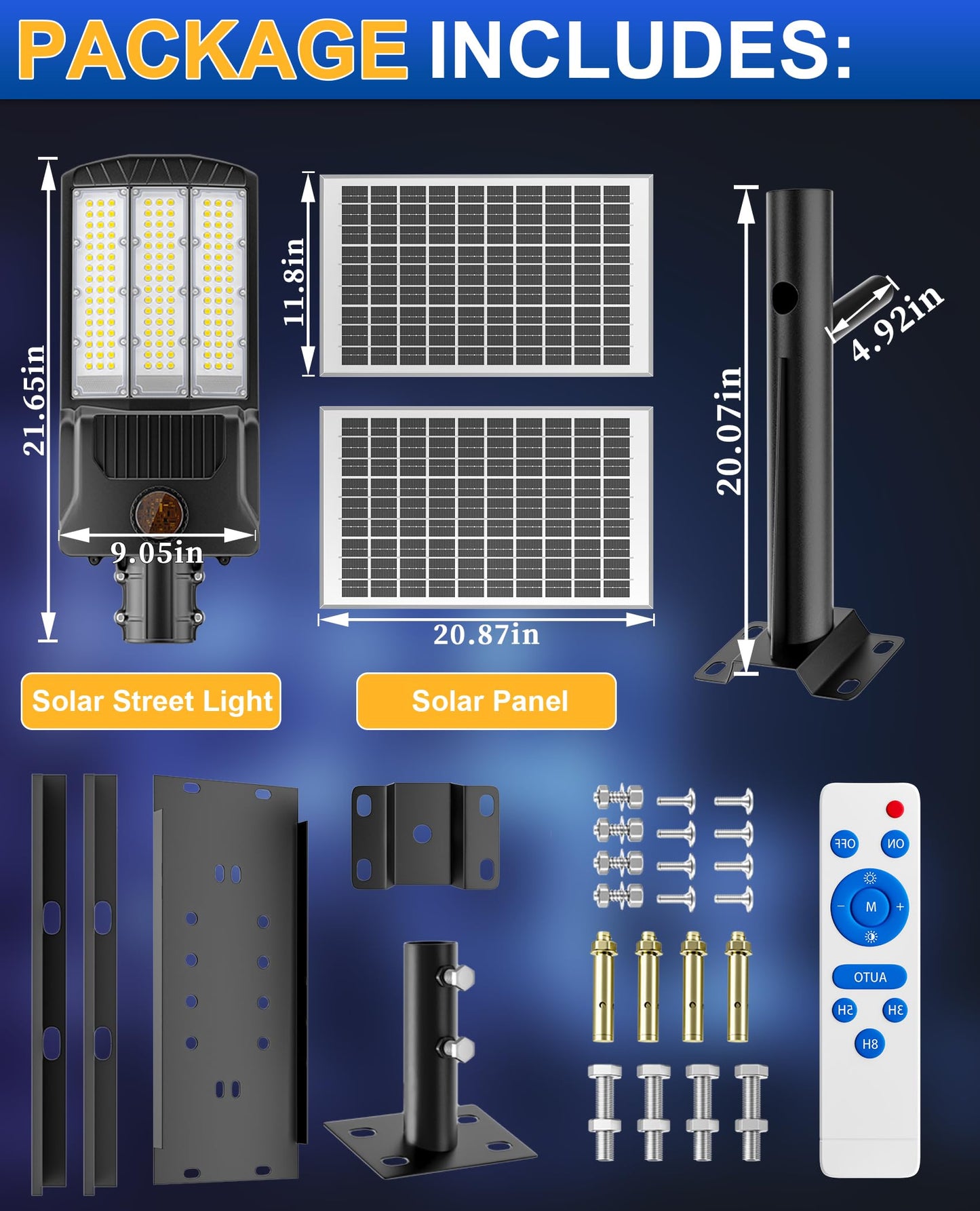 JAYNLT Y-11000W Solar Street Lights Outdoor,850000LM 6500K High Powered Commercial Parking Lot Lights Dusk to Dawn, Waterproof Solar Security Flood Lights for Driveways, Basketball Courts