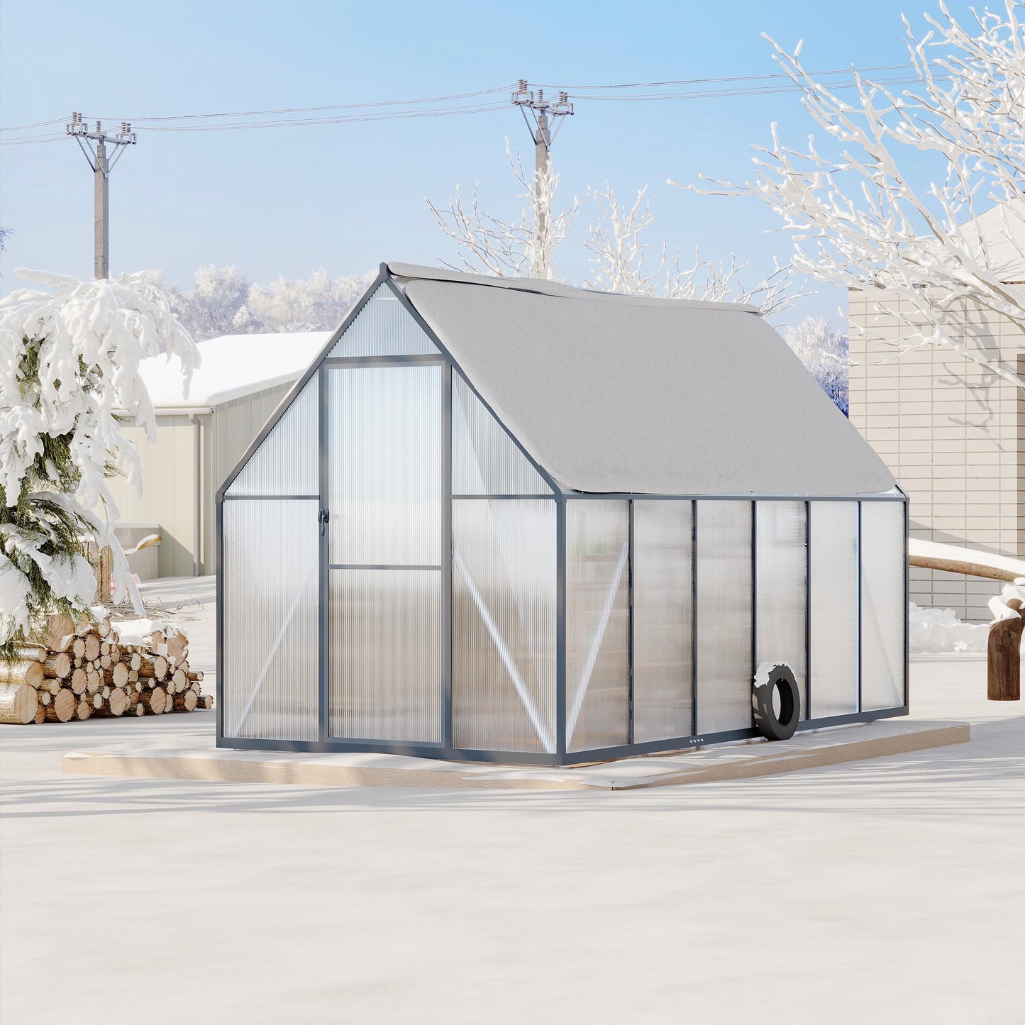 6'x11' Aluminum-Framed Polycarbonate Greenhouse, Heavy Duty Polycarbonate Greenhouse with Quick Setup Structure and Roof Vent, Large Enhanced Aluminum Green House Kit for Outdoors