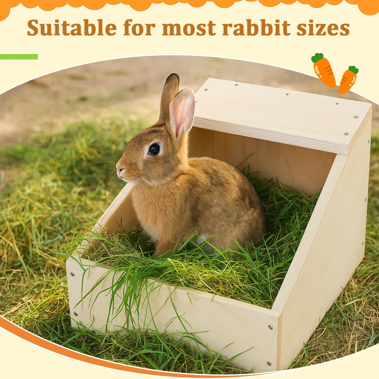 Maxcheck 2 Pack Wood Rabbit Nesting Box, 16x16x11 Inch Wooden Hutch Hideout for Breeding, Natural Burrow Den Alternative for Rabbits & Small Animals