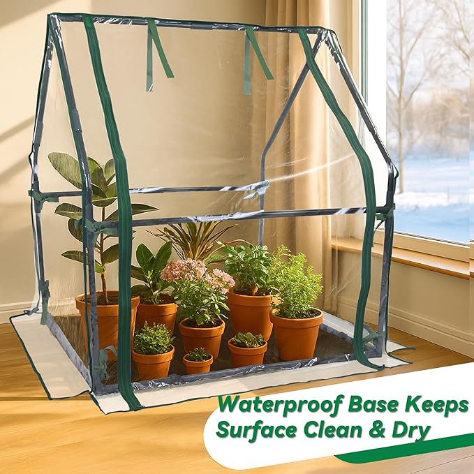 Gardzen Mini Greenhouse Indoor with Waterproof Bottom, Heavy Duty Portable Green House for Outdoor, Ideal for Seed Starting, Germination and Weather Protection, 36.2"(L) x 36.2"(W) x 42.5"(H)