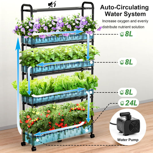16 Pods Hydroponics Growing System Kit & 120 Pods Vertical Indoor Garden