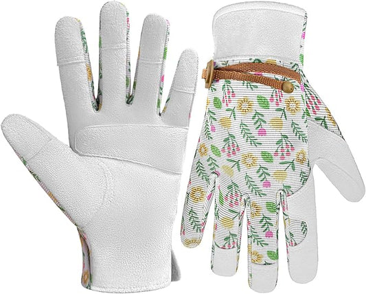 Gardening Gloves Thorn Proof, Breathable Garden Gloves for Women, Leather Work Gloves for Pruning, Planting