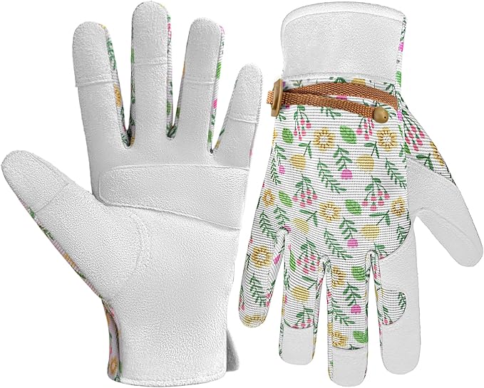 Gardening Gloves Thorn Proof, Breathable Garden Gloves for Women, Leather Work Gloves for Pruning, Planting