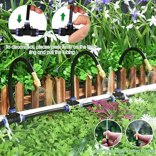 Drip Irrigation Kit, Garden Irrigation System 1/4" Blank Distribution Tubing Watering Drip Kit/DIY Saving Water Automatic Watering System for Garden, Greenhouse, Flower Bed, Patio, Lawn (66ft)
