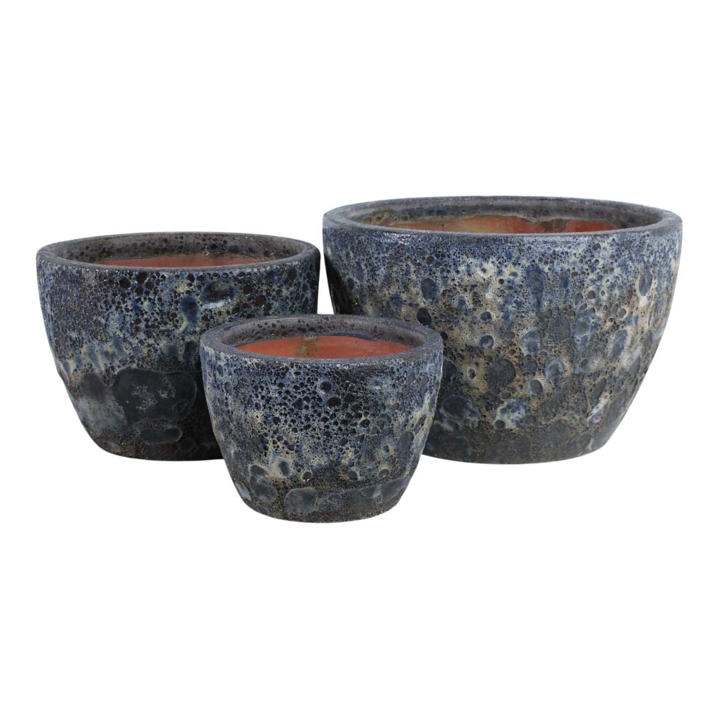 Sagebrook Home Set of 3 8/11/15" Lava Planters, Blue