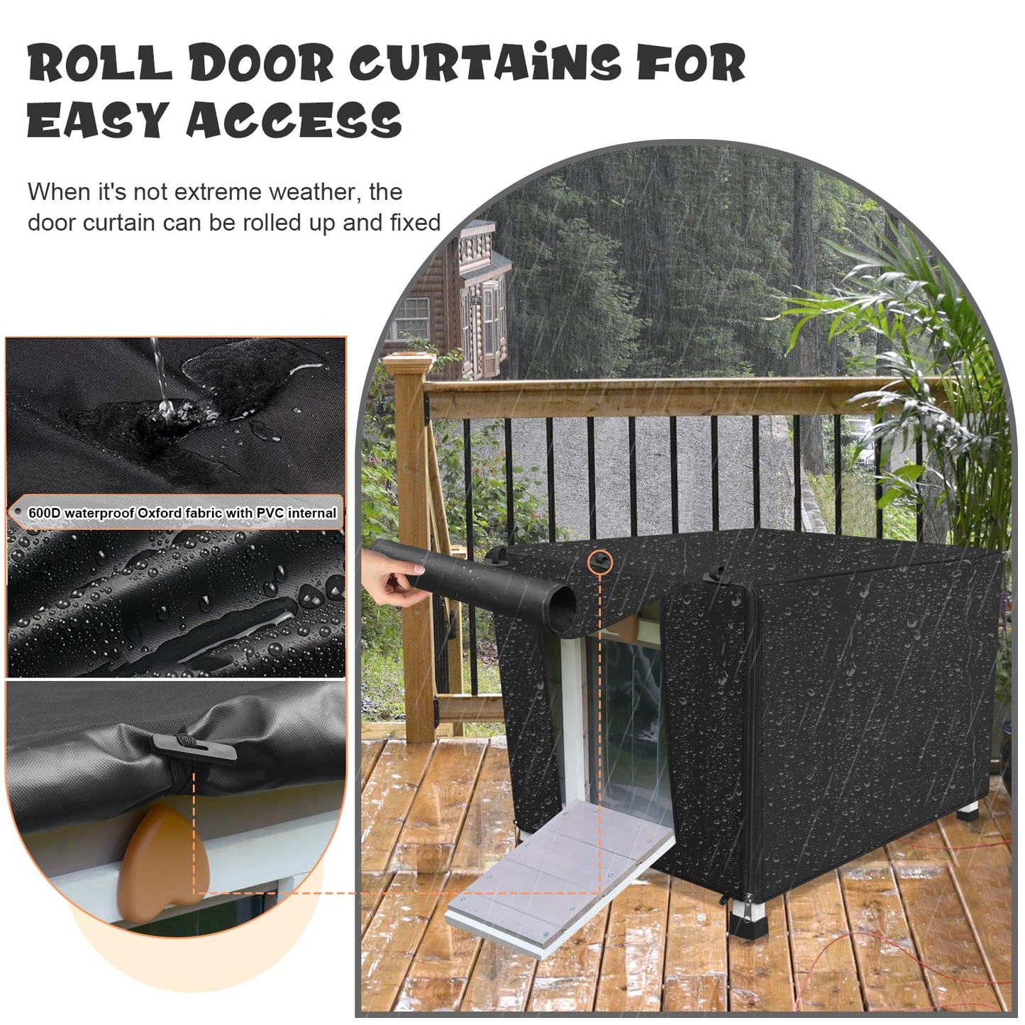 Rockever Outdoor Cat House,Outdoor cat Houses for Feral Cats Weatherproof Rabbit Hutch Small, Wooden Small Pet House and Habitats (Modern, Grey+Cover)