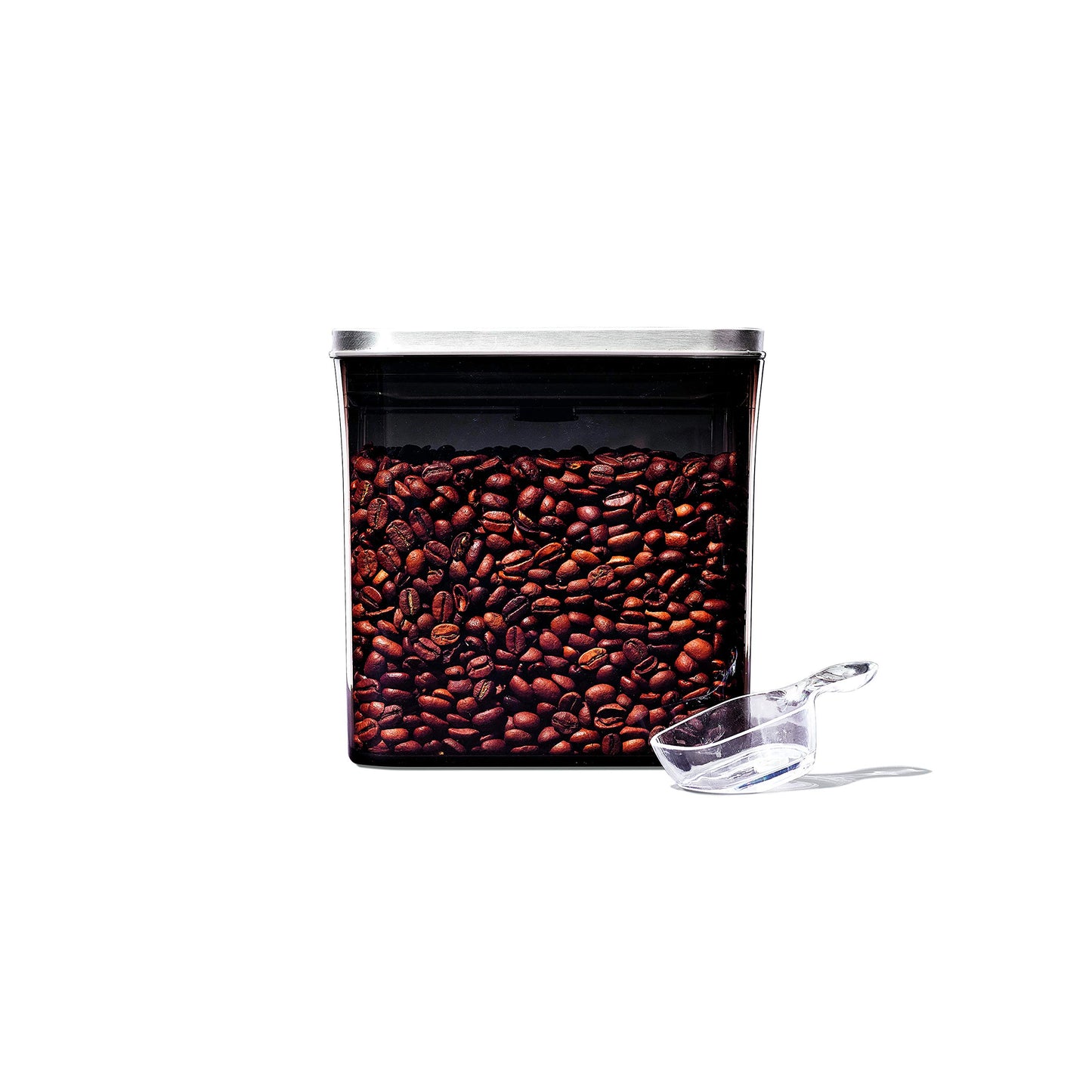 OXO Steel POP Coffee Container with Scoop- 1.7 Qt for Coffee, Tea and More,Grey