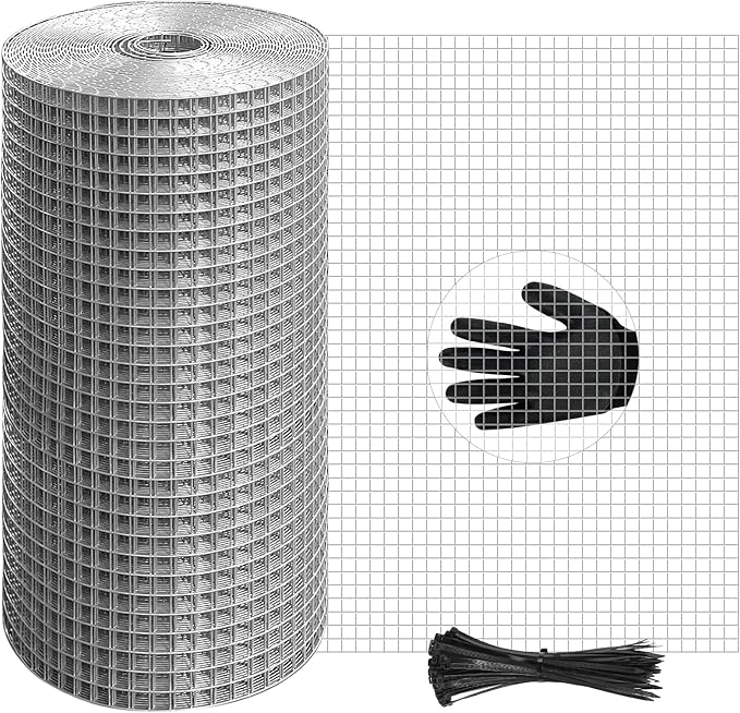8in x 25Ft Hardware Cloth Hot-Dip Galvanized Welded Wire Mesh - Heavy Duty 23 Gauge Chicken Wire Fencing for Garden, Chicken Coop, Rabbit Cage, Rodent & Predator Protection