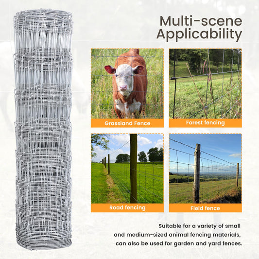 10 Gauge 4' * 165' Cattle Fence Panels, Farm Fence Galvanized Cattle Wire Mesh Fencing,Used to Hog Goat Fencing for Yard Garden and Field