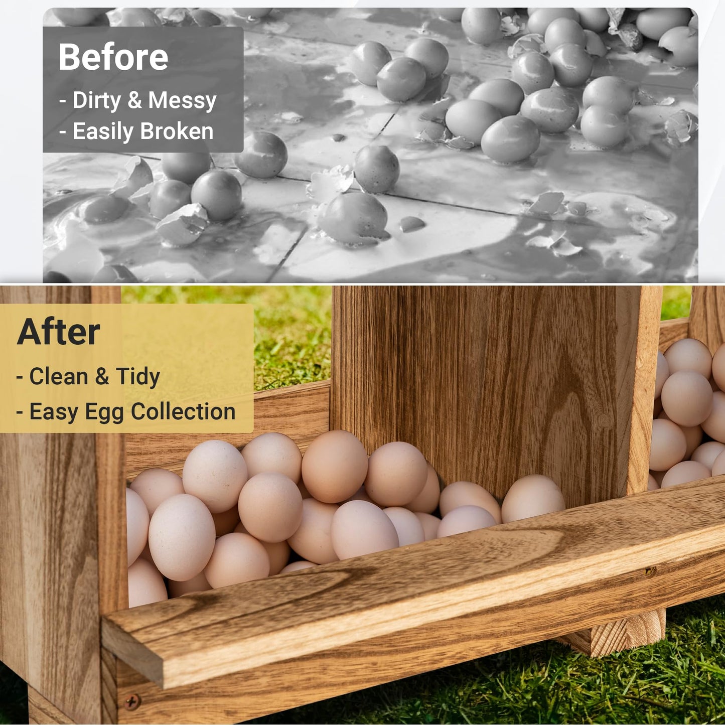 Neoaider Nesting Boxes for Chickens 3 Compartment, Wall-Mounted Wooden Chicken Nesting Box, Ensuring Comfortable Egg Laying, Preventing Egg Falls, Perfect for Backyard and Poultry Farms