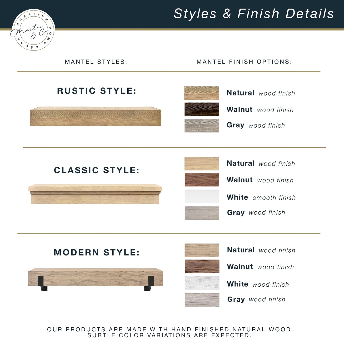MCS 72-Inch Mantel, Master & Co Warm Gray Finsh Solid Wood Floating Fireplace Mantel, Long Floating Shelf for Livingroom with Wood Cleat Hanging System, Photo and Home Decor Display Shelf