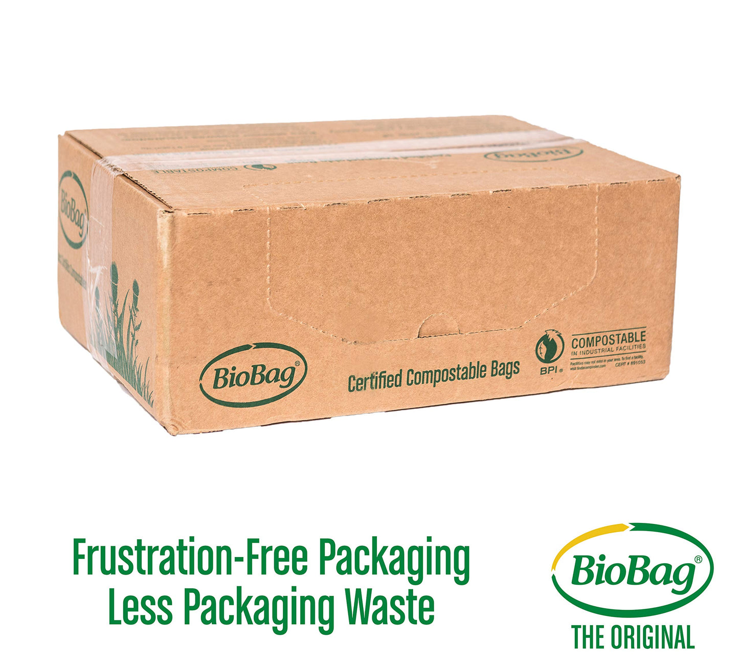 BioBag (USA) The Original Compostable Bag, 39 Gallon, 120 Count, 100% Certified Compostable Trash Bag Liners for Food Waste, Extra Strong and Durable, Trash Bag