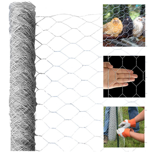 elfinrm Chicken Wire Fencing, 4ft x 150ft Hexagonal Galvanized Chicken Wire Mesh Fence 2 Inch Mesh Fence Poultry Netting Animal Barrier for Craft Projects Gardening Chicken Coop Rabbit Pet