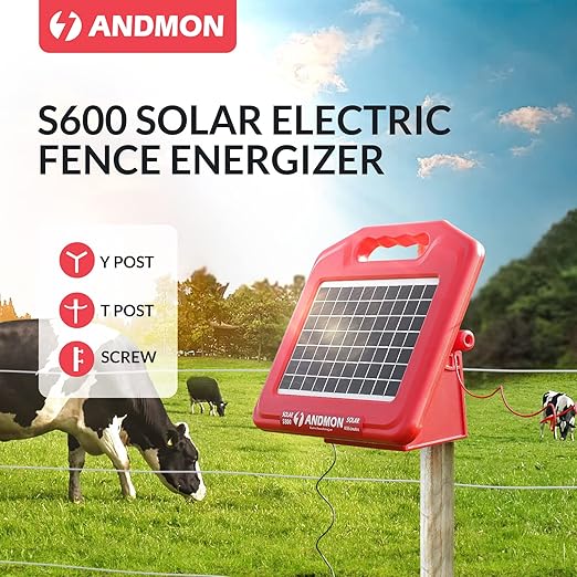 50 Miles Solar Electric Fence Charger, 0.95 Joule High-Power Solar Fence Charger for Livestock, Horses, and Wildlife Control, Solar Electric Fence with Easy Installation