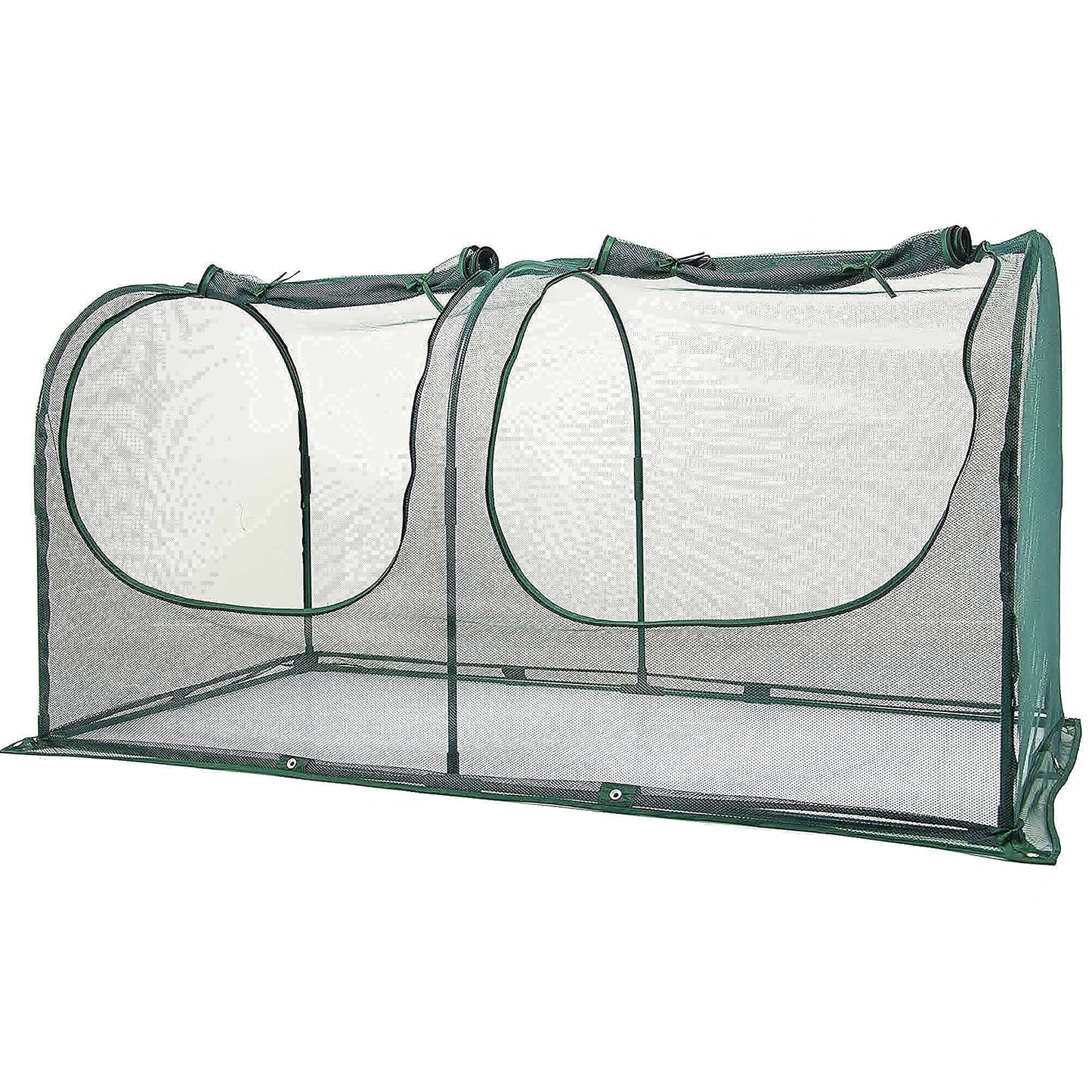 Portable Chicken Run Hen Coop,Walk-in Poultry House,Outdoor Gardening Net,Easy-up Small Animals Enclosure for Protecting Pet and Plant with Metal Frames and 10 Stakes in Backyard and Farm