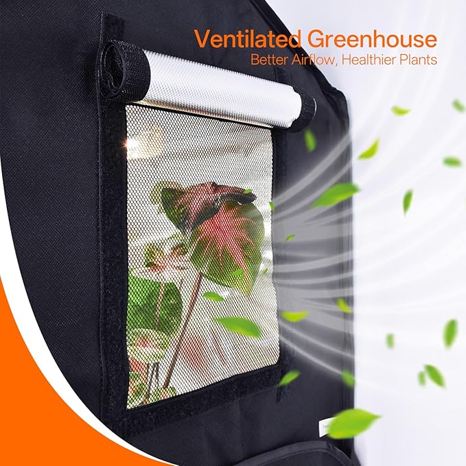 Bstrip Indoor Greenhouse with Grow Light, Mini Grow Tent with Oxford Fabric, Waterproof Base Mat&Ventilation Window for Seed Starting&Plant Growth, 18W Grow Light with Timer, 23.8"x15.7"x20.5"