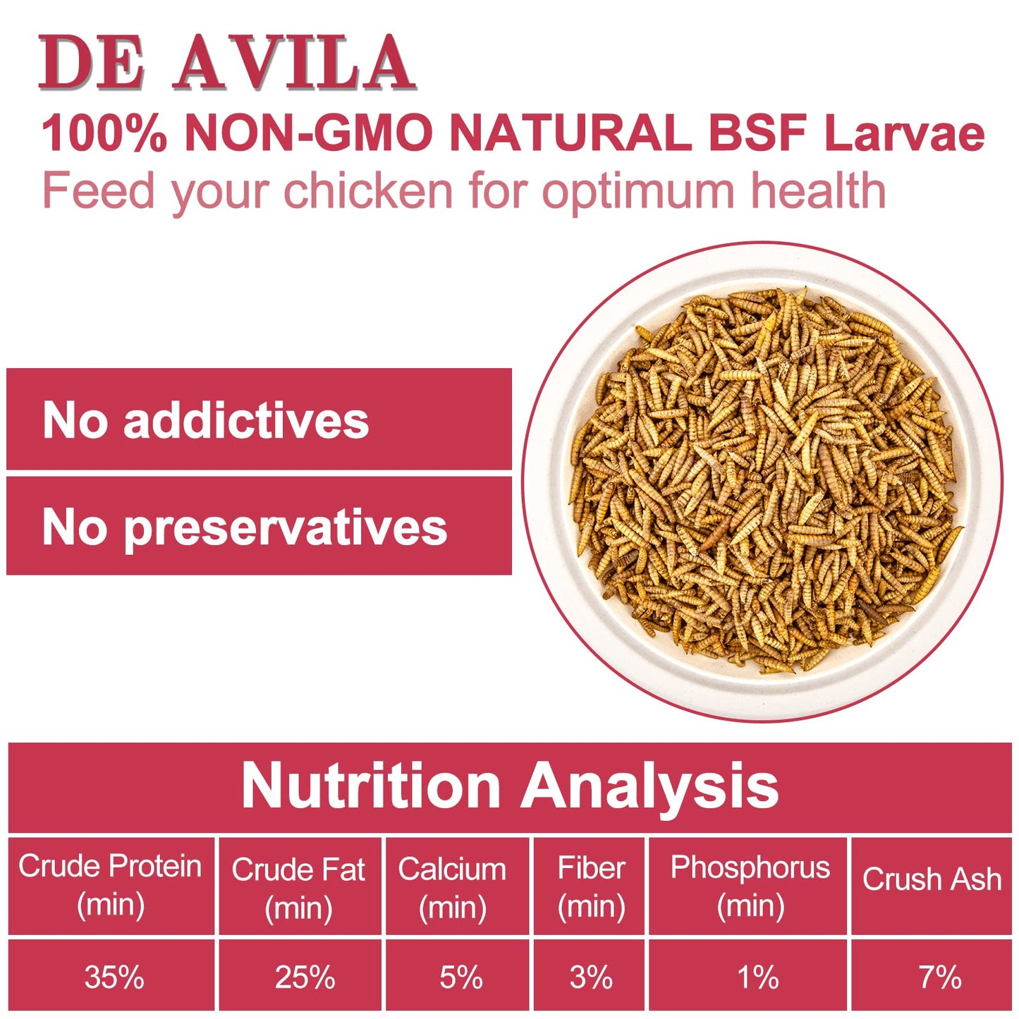 DE AVILA Dried Black Soldier Fly Larva 11 LBS 100% Natural BSF Larvae Non-GMO, 85XMore Calcium Than Mealworms, High Calcium Treats for Chickens Birds Reptiles Hedgehog Geckos Turtles
